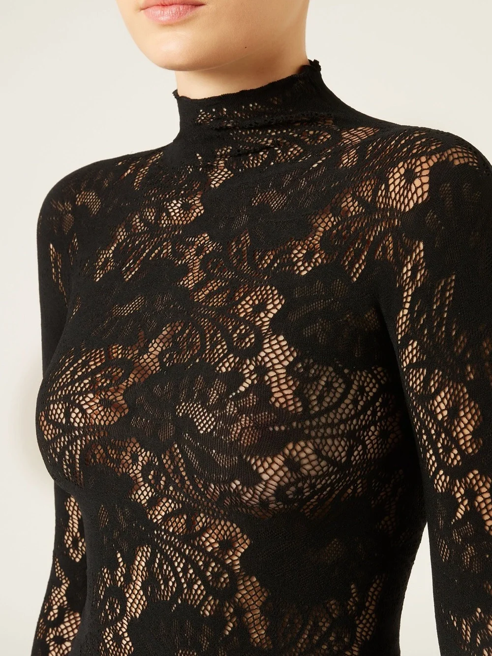 Calzedonia Lace Mock Neck Top - Picture 3 of 6